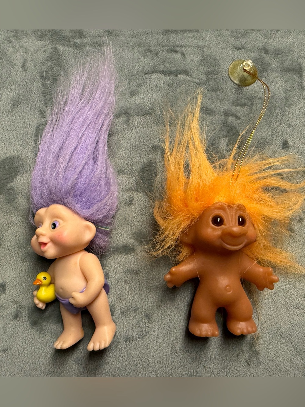Vintage Troll Dolls Lot DAM & RUSS Lavender Orange Hair window hanger